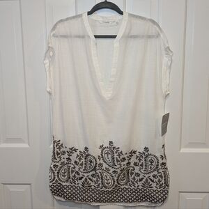 Athleta Women's Tunic XS White Embroidered Beach Workout Cover Up NWT